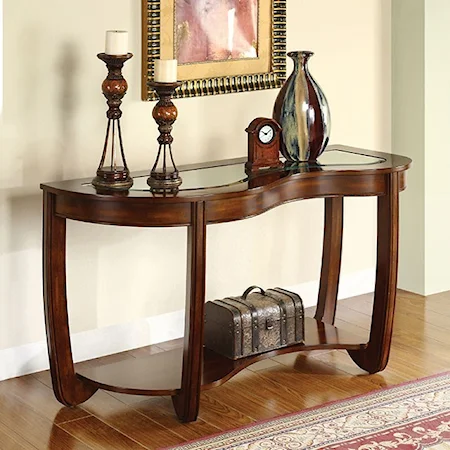 Transitional Sofa Table with Glass Top